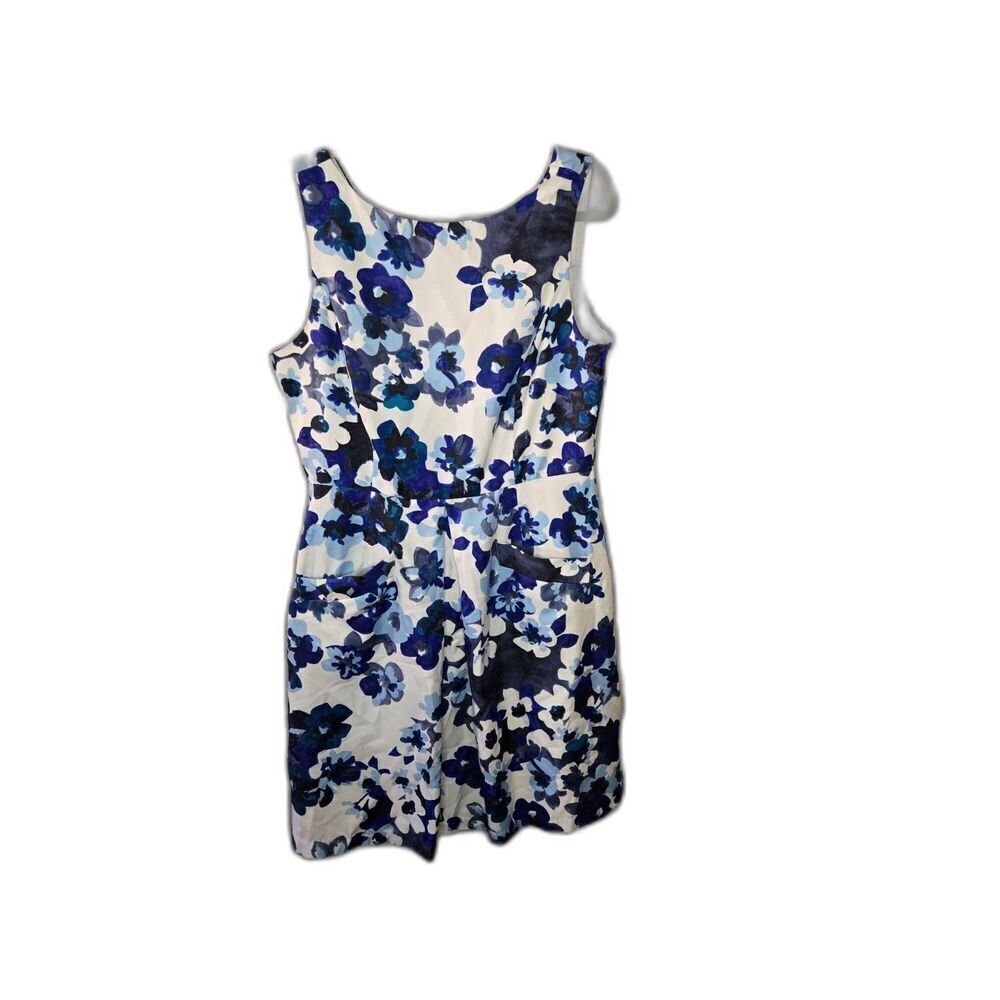 Donna Morgan Women's White and Blue Floral Sleeveless Dress Size 14 - Picture 1 of 6